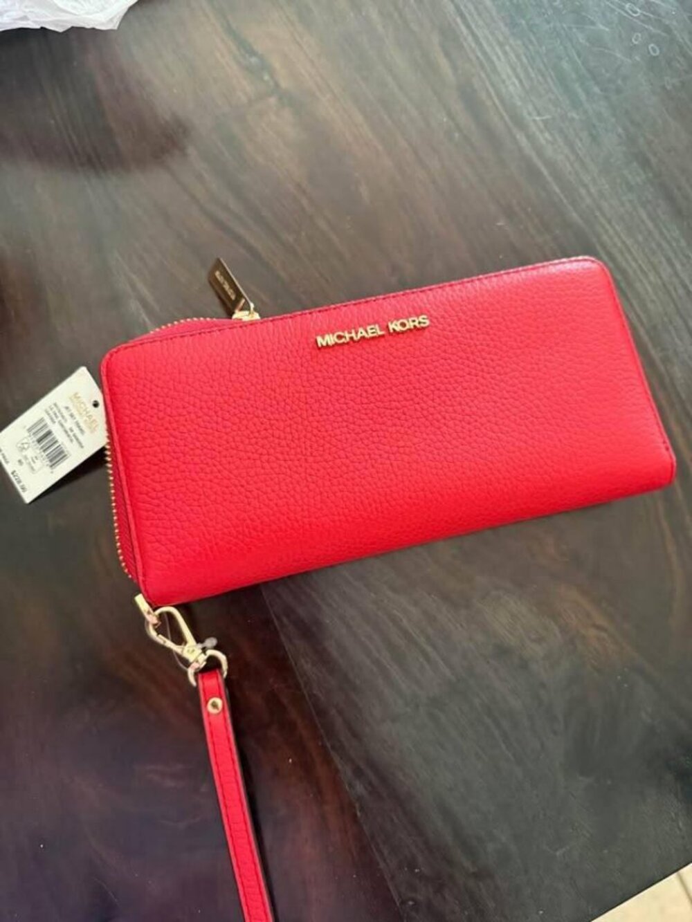 NWT Michael Kors Jet Set Travel Large Continental Wristlet Wallet - Red Leather